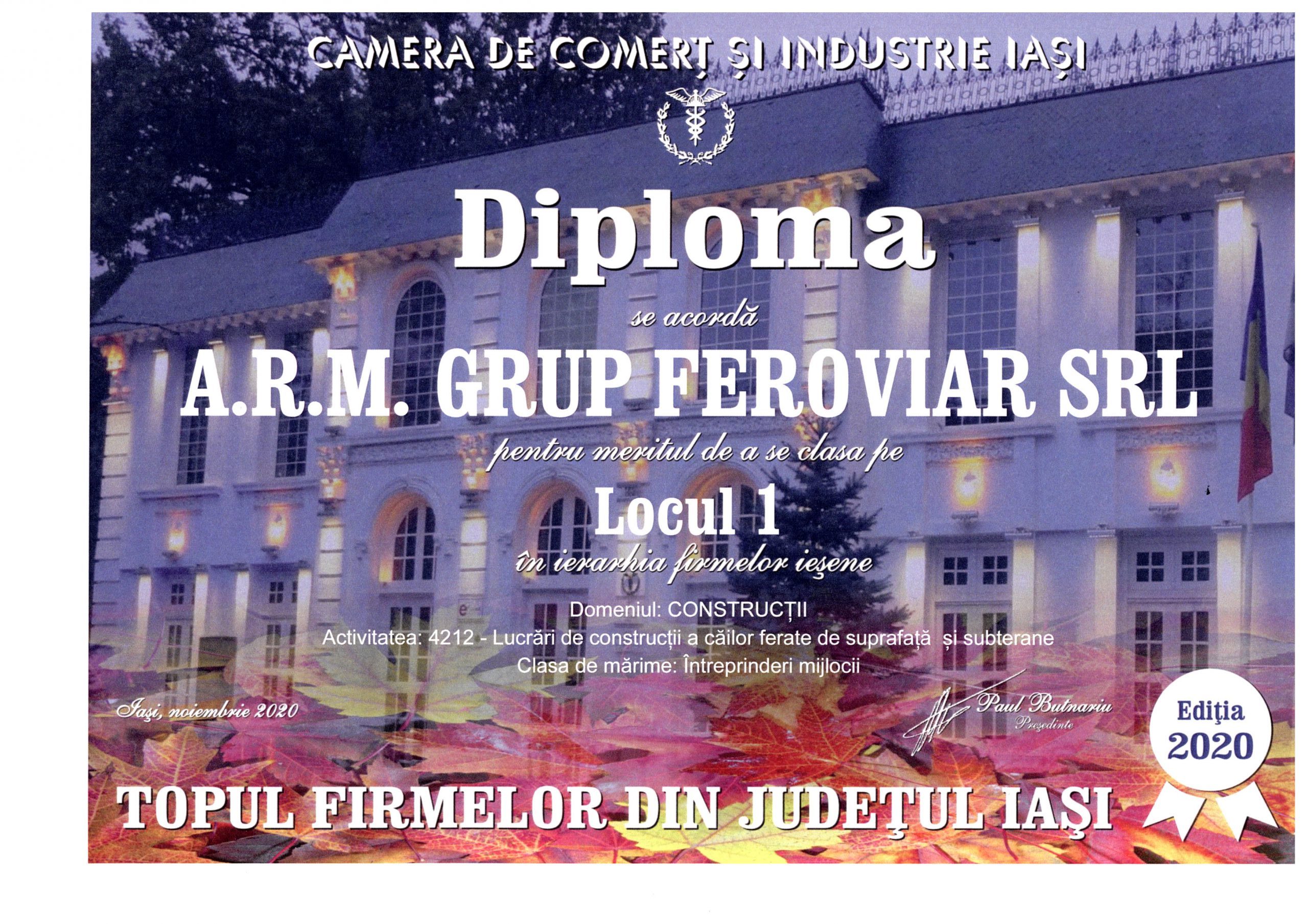 Topul Firmelor Ieşene 2020 – ARM GRUP FEROVIAR pe locul I